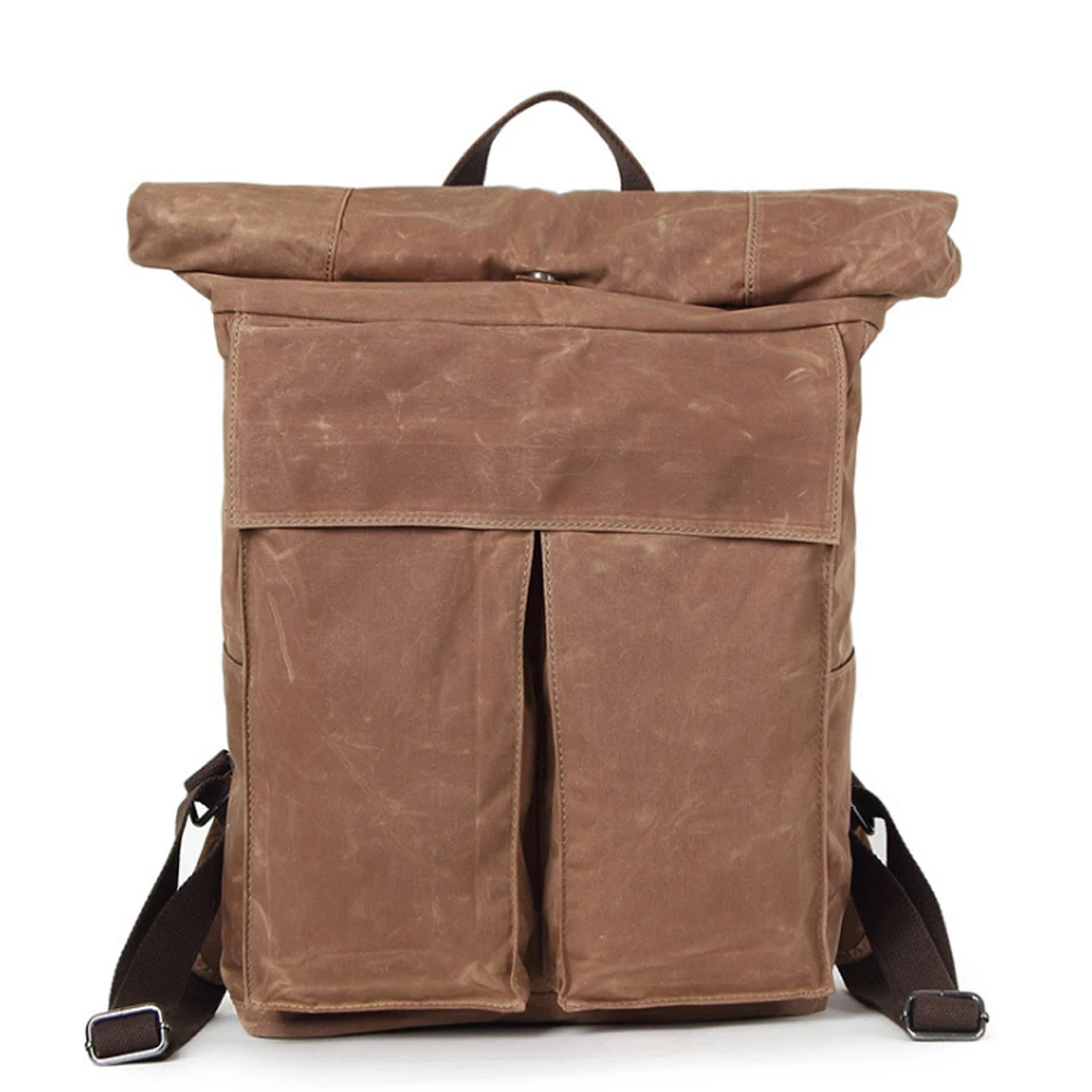 

Fashion Solid Color Canvas Bags Casual Student Schoolbag Retro Large Capacity Men's Travel Backpack Multi-function Knapsack