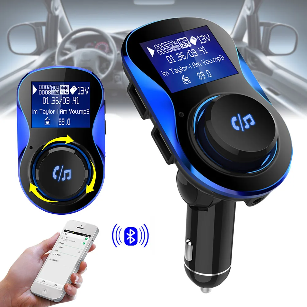 

New Bluetooth Car Kit Handsfree Wireless FM Transmitter Car MP3 Player with 1.4 Inch Large LCD Screen CSL2018