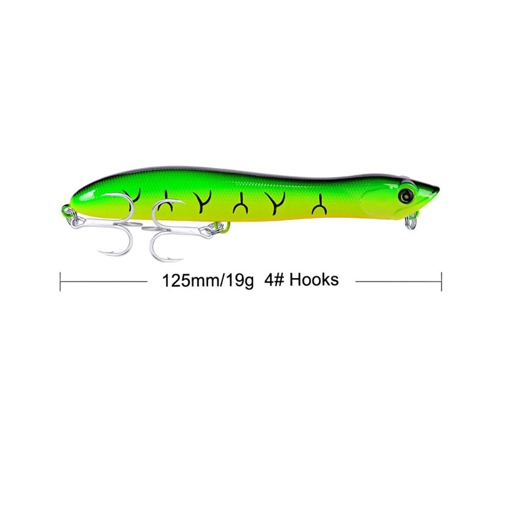1 шт./лот твердая приманка для рыбалки, плавающая голова змеи, Поппер, воблеры для рыбалки, 125 мм, 19 г - Цвет: 7