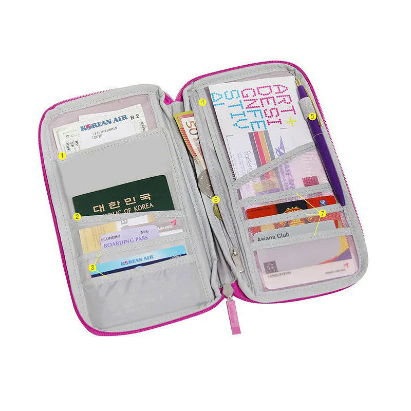 

Portable Travel Long Storage Bag Credit Card ID Card Cover Passport Documents Case Cash Electronic Accessories Travel Bag