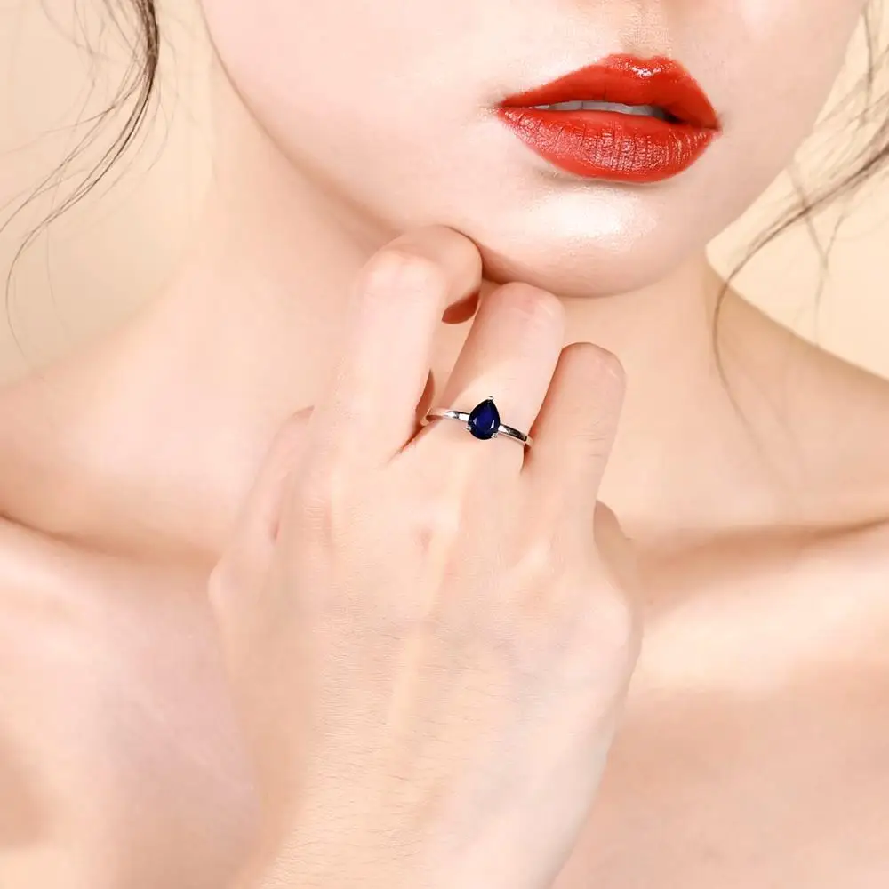 Gem's Ballet 1.29Ct Натуральный Синий сапфир пасьянс обручальные кольца 925 пробы Серебряное кольцо с драгоценным камнем для женщин хорошее ювелирное изделие