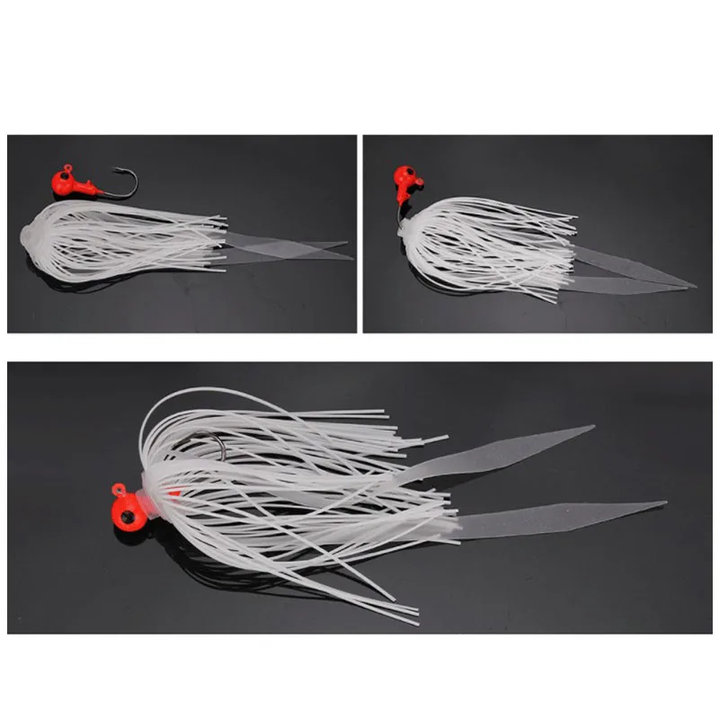 Jigging Bait Lead fishing hook Accessories Head Tackle Lure Box Silicone Ribbon Multi color