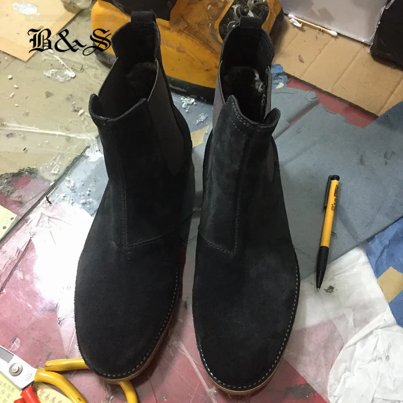 Черные и уличные эксклюзивные качественные кожаные ботинки челси ручной работы из Западной замши; большие размеры 47; красивые мужские Красивые уличные Подиумные сапоги