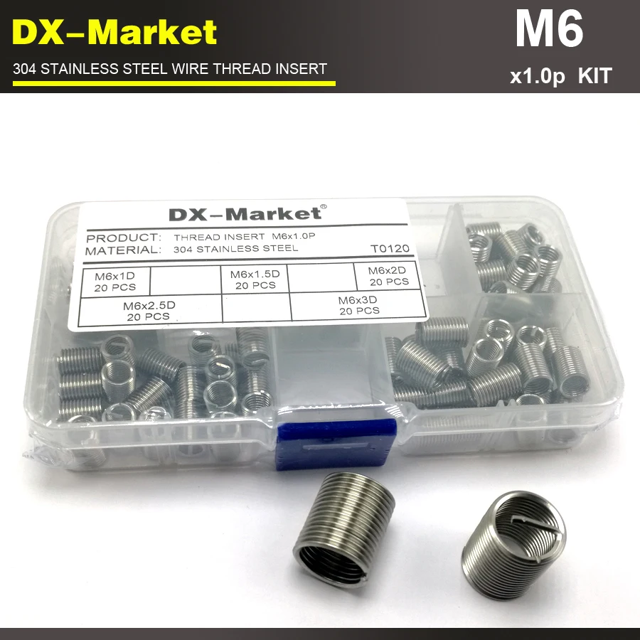 Набор вставок из нержавеющей стали m6 * 1 0 P 100 шт. 1d 1.5d 2d 2.5d 3d 20 шт.|threaded insert|thread insert