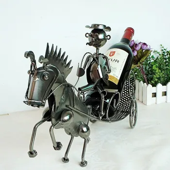 

Creative horse pull car modeling red wine rack home decoration handmade