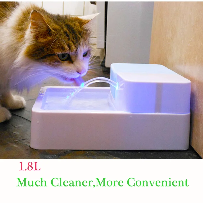 1.8L LED Automatic Pet Water Feeder Cat Dog Water Drink Pet Fountain