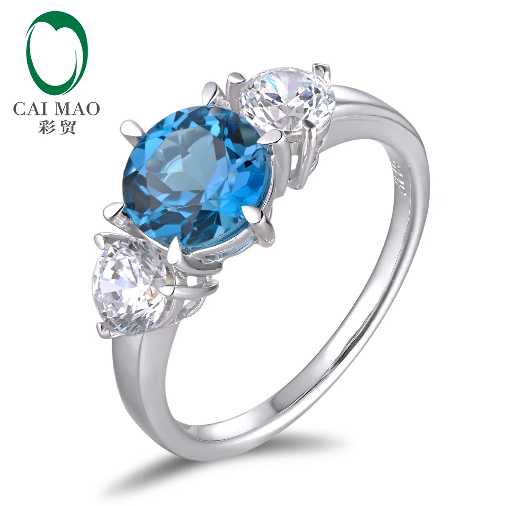 

14K White Gold 2.2ct Natural Topaz Engagement Ring Free Shipping