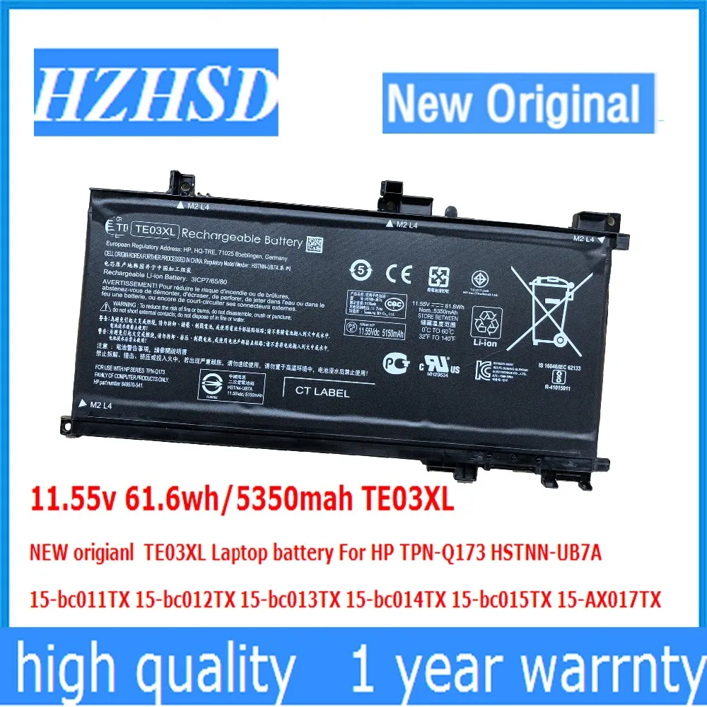 11.55v 61.6wh/5350mah TE03XL NEW origianl TE03XL Laptop battery For HP TPN-Q173 HSTNN-UB7A 15-bc011TX 15-bc012TX 15-bc013TX 11.55v 61.6wh/5350mah TE03XL NEW origianl TE03XL Laptop battery For HP TPN-Q173 HSTNN-UB7A 15-bc011TX 15-bc012TX 15-bc013TX