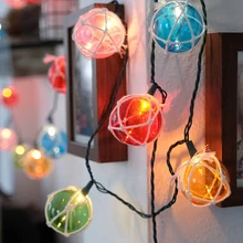 Красочные Веревка мяч освещение строка AC220V 5 м 25LED гирлянда вечерние праздничные фонарики для новогодней ёлки садовый Свадебный декор