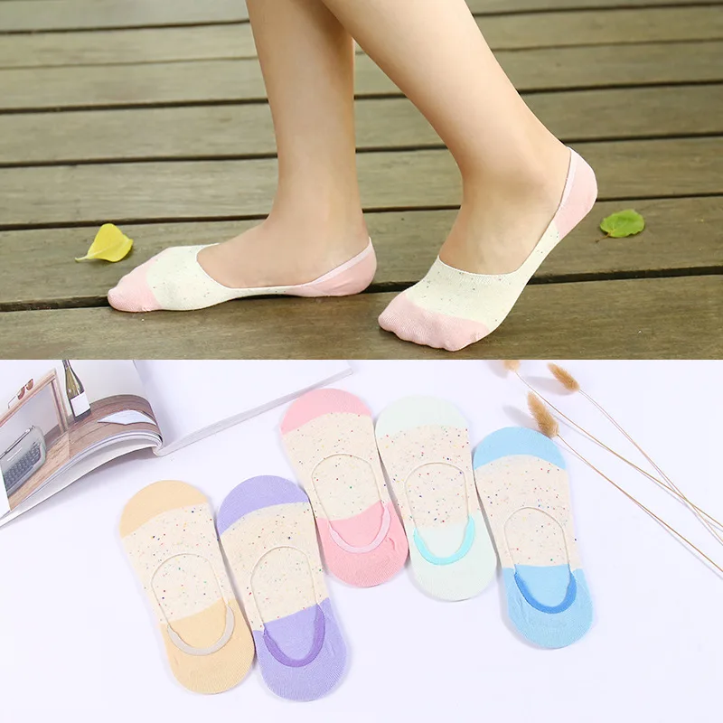 

Summer Boats Socks Women Patchwork Cotton Socks Candy Color Breathable Women Socks Female Sweet Invisible Socks