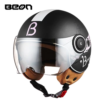 

BEON Men Women Motorcycle Half Helmets Open Face Retro Motorbiker Open FaceHelmets Moto Casque Casco Motocicleta Capacete