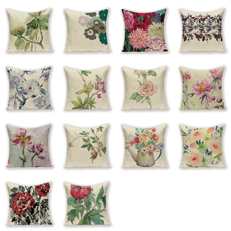 Vintage Decorative Pillowcases Throw Pillow Covers Spring Cushion Linen Pillows 45 X Farmhouse Home Decor Sofa | Дом и сад