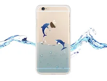 Luxury Dolphin Painted 3D Relief Clear Transparent Soft TPU Case For Apple iPhone 6 iPhone6S Animal Cell Phone Case Cover