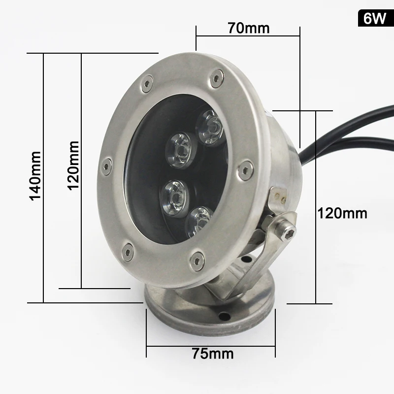 10 шт./лот наружный светодиодный фонарь, rgb подсветка для бассейна из IP68 DC12V, 6 Вт, 9 Вт, Нержавеющая сталь Водонепроницаемый подводный свет