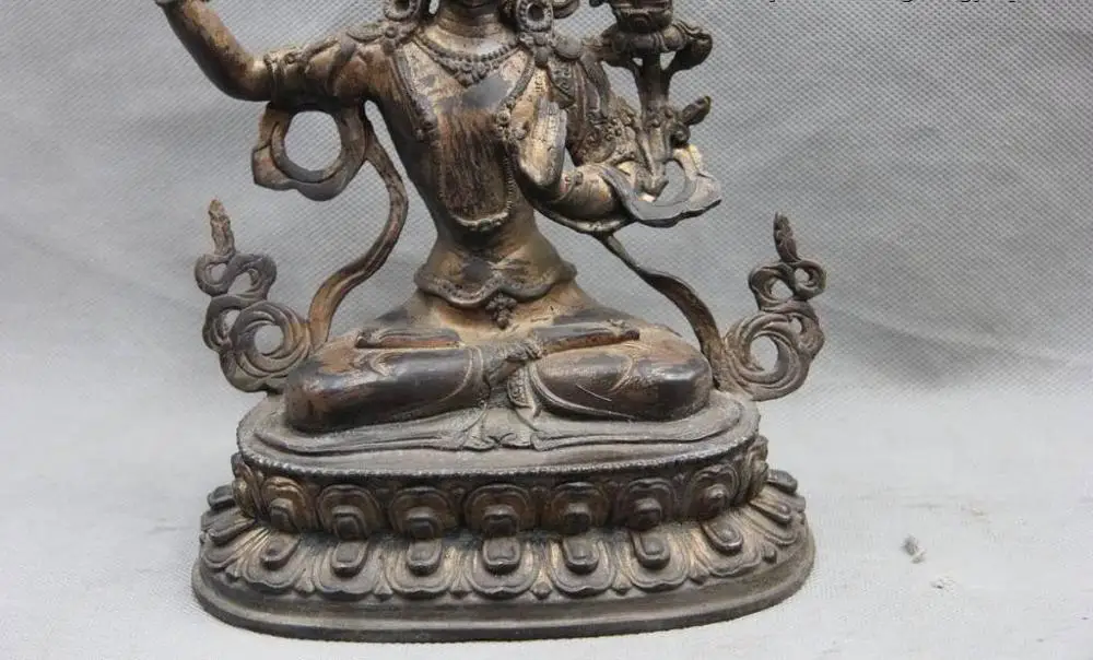 Тибетский буддизм медный Бронзовый Manjusri Manjushri Kwan-yin Будда Гуаньинь статуя