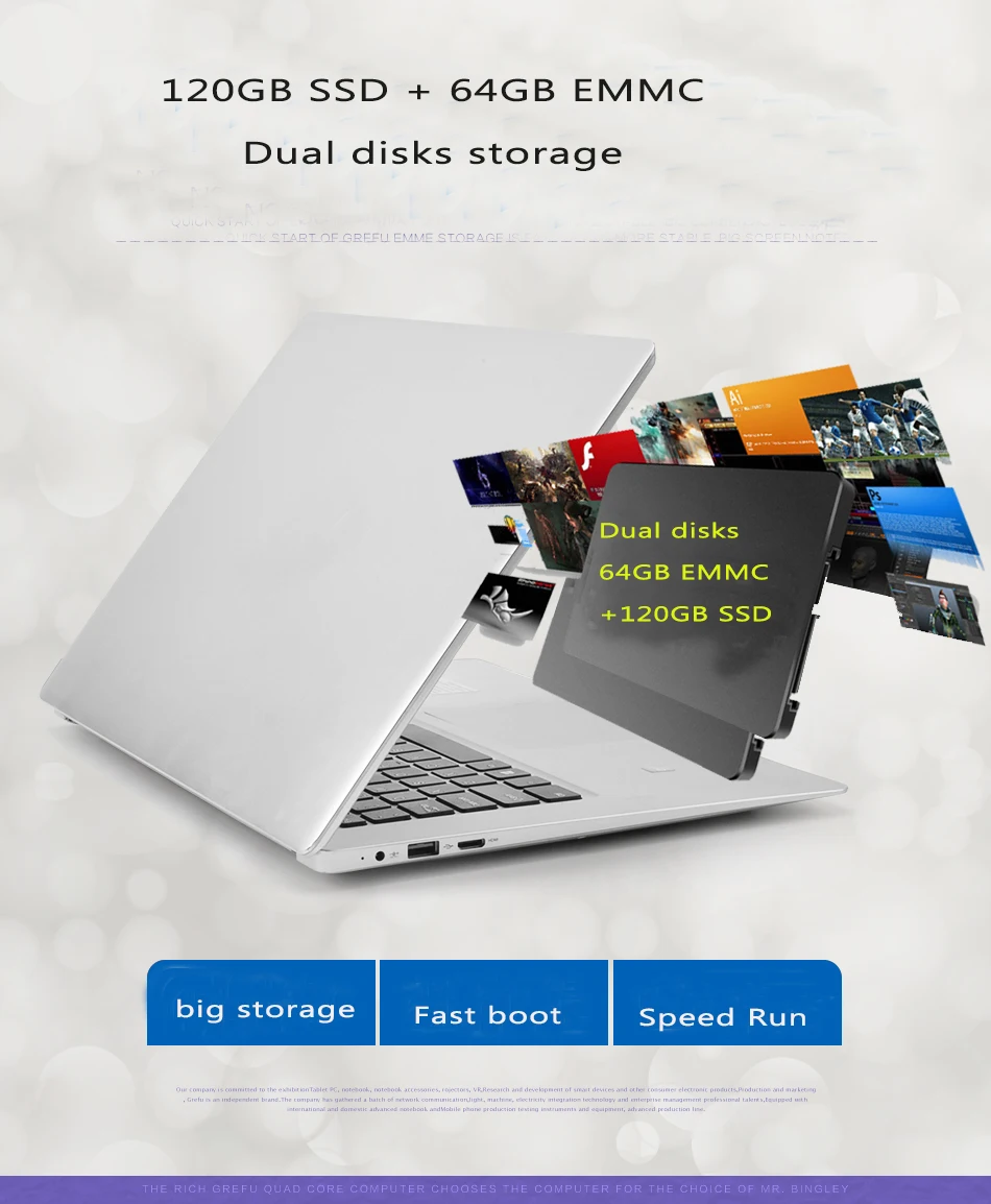 15,6 дюймовый ультрабук ноутбук intel N3450 четырехъядерный 6 ГБ ОЗУ 64 ГБ+ Дополнительно 120 ГБ SSD 1920*1080 HD экран windows 10 ноутбук