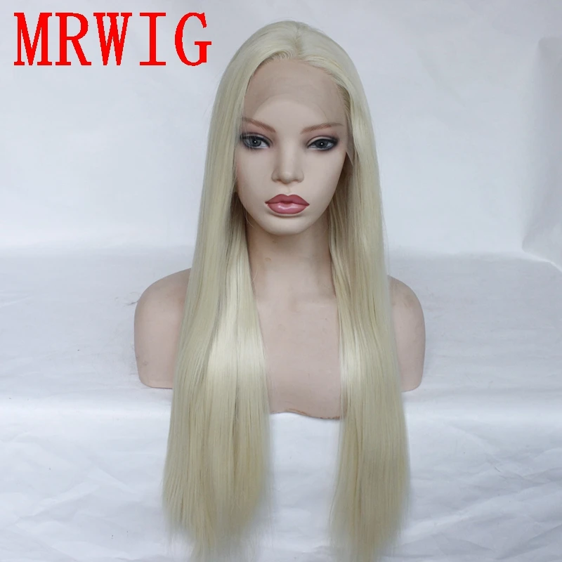 MRWIG 26in длинный прямой 60 см синтетический бесклеевой передний парик кружева