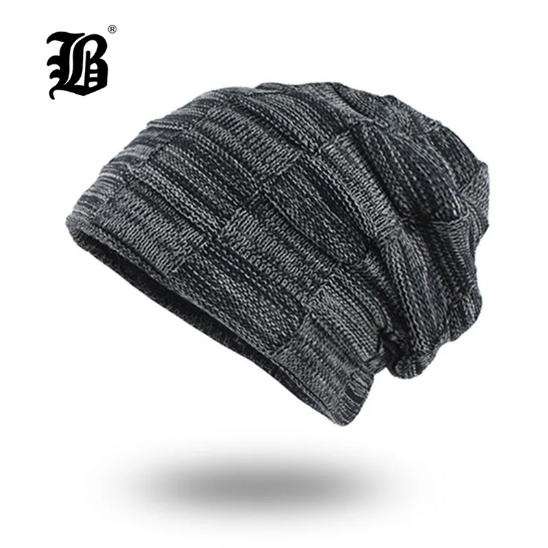 [FLB] вязаная шапка для мужчин Skullies Beanies, Зимние головные уборы для мужчин и женщин, шапки Gorros, Мужская теплая однотонная зимняя шапка F18030