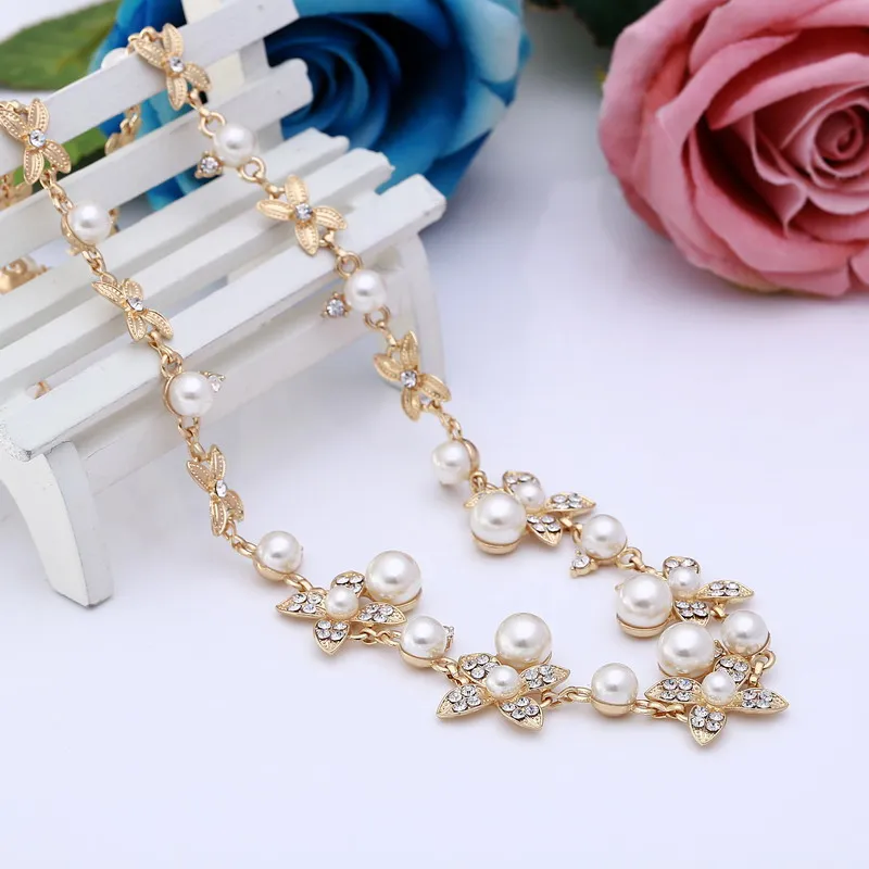 Романтическое колье из искусственного жемчуга, ожерелье для женщин, Нежный Золотой цвет, свадебные аксессуары,, эффектное ожерелье