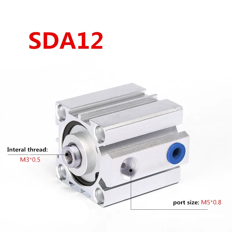 

Free shipping SDA12 series 5mm to 100mm Standard Thin cylinder Aluminum Alloy Shell Compact Pneumatic Cylinder