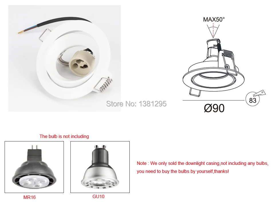 Downlight GU10 фитинг swiveli точечный светодиодный встраиваемые крепящийся светильник рама потолочный светильник MR16 GU5.3 держатель гнезда цоколя, круглая, квадратная