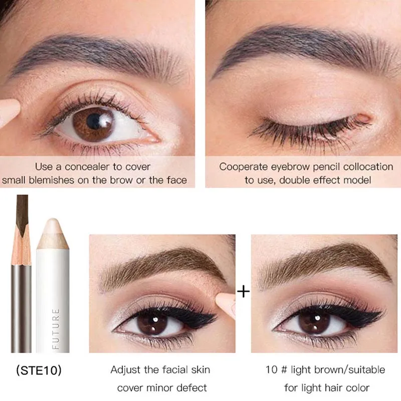 Карандаш для бровей белый консилер фиксирующая ручка набор Shaping Brighten Eye Brow макияж водонепроницаемый стойкий с Комплект для заточки хорошее использование