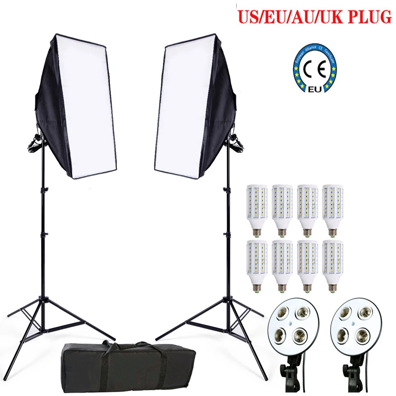 melhor Photo Studio 8 Kit de Iluminação LED 24 w Kit Softbox Fotográfico Câmera cine foto Acessórios 2 luz estande 2 softbox para Câmera Fotográfica
