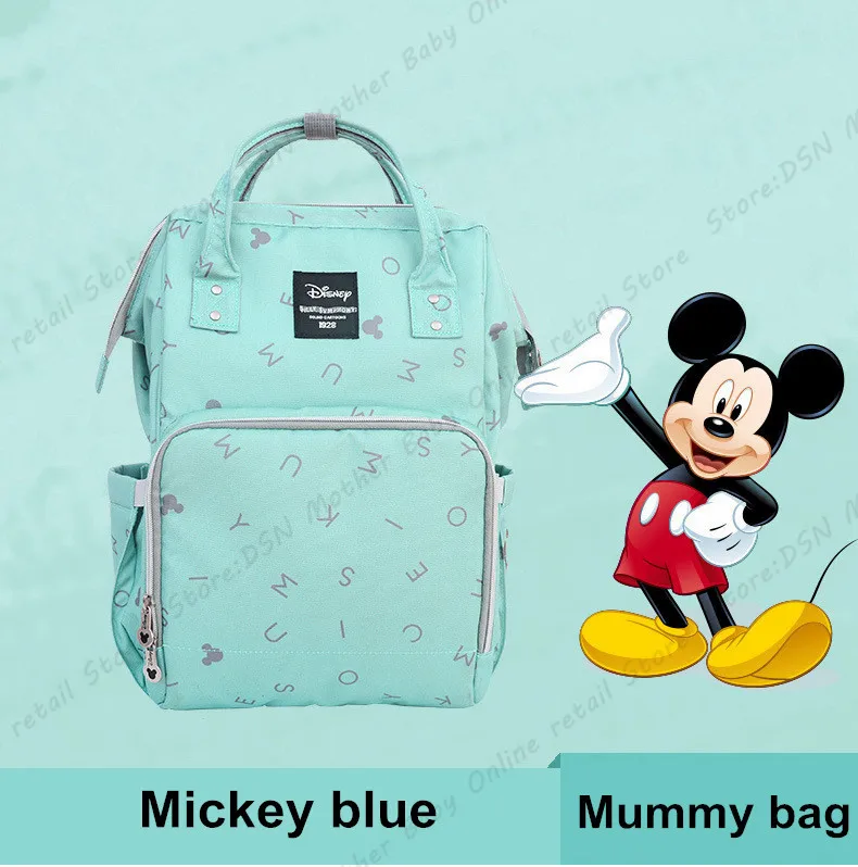 Сумка для детских подгузников Disney Blue Mickey Pink Minnie вместительный рюкзак мамы и