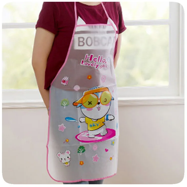 

Cute Princess Apron Kitchen Anti Oil Sleeveless Transparent Cartoon Waterproof Apron Waterproof Adult Bibs Apron for Work