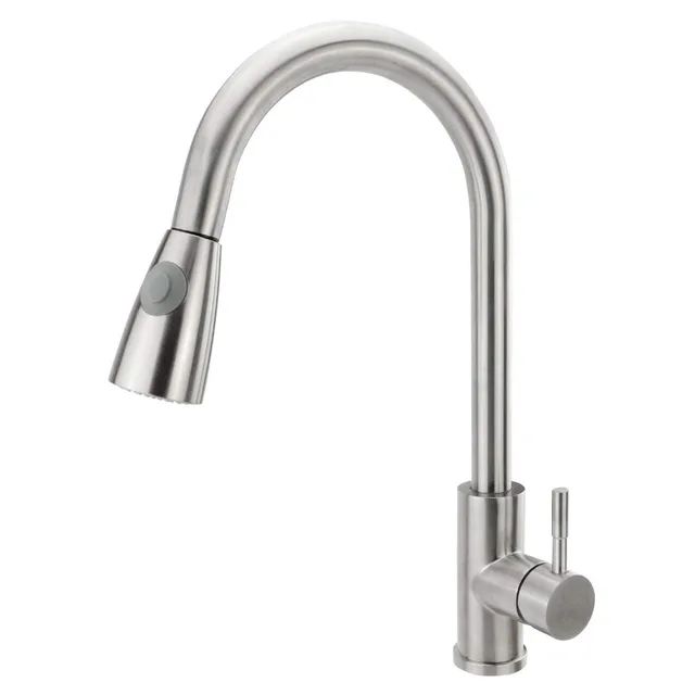 Best Price Single Handle Kitchen Faucet with Pull Down Sprayer Stainless Steel Brushed Nickel Kitchen Faucet with Sprayer, Basin Faucet