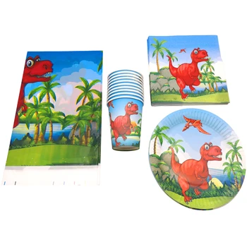 

61pcs/lot Dinosaur Theme Tableware Set Decoration Napkins Cups Happy Birthday Party Baby Shower Boys Favors Plates Tablecloth