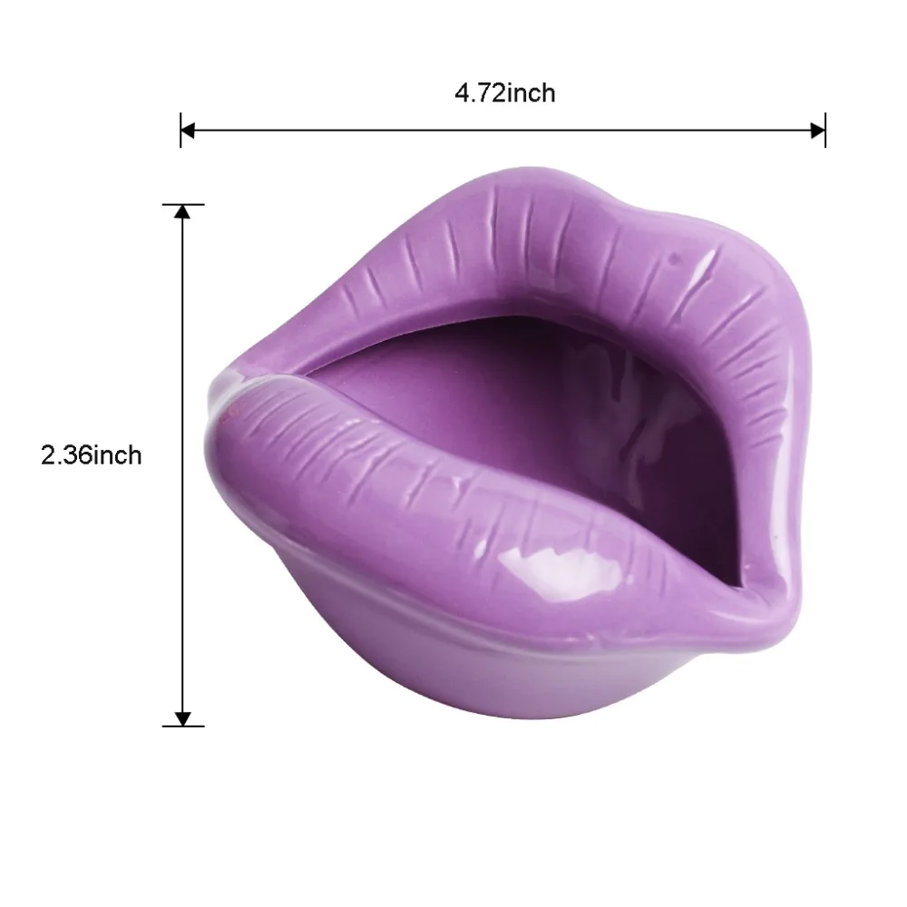 Ceramic Cigarette Ashtray Novelty Lip Mouth Cigarette Ashtray Holder For Smoker Fashion Home & Office Decorations Purple (2)