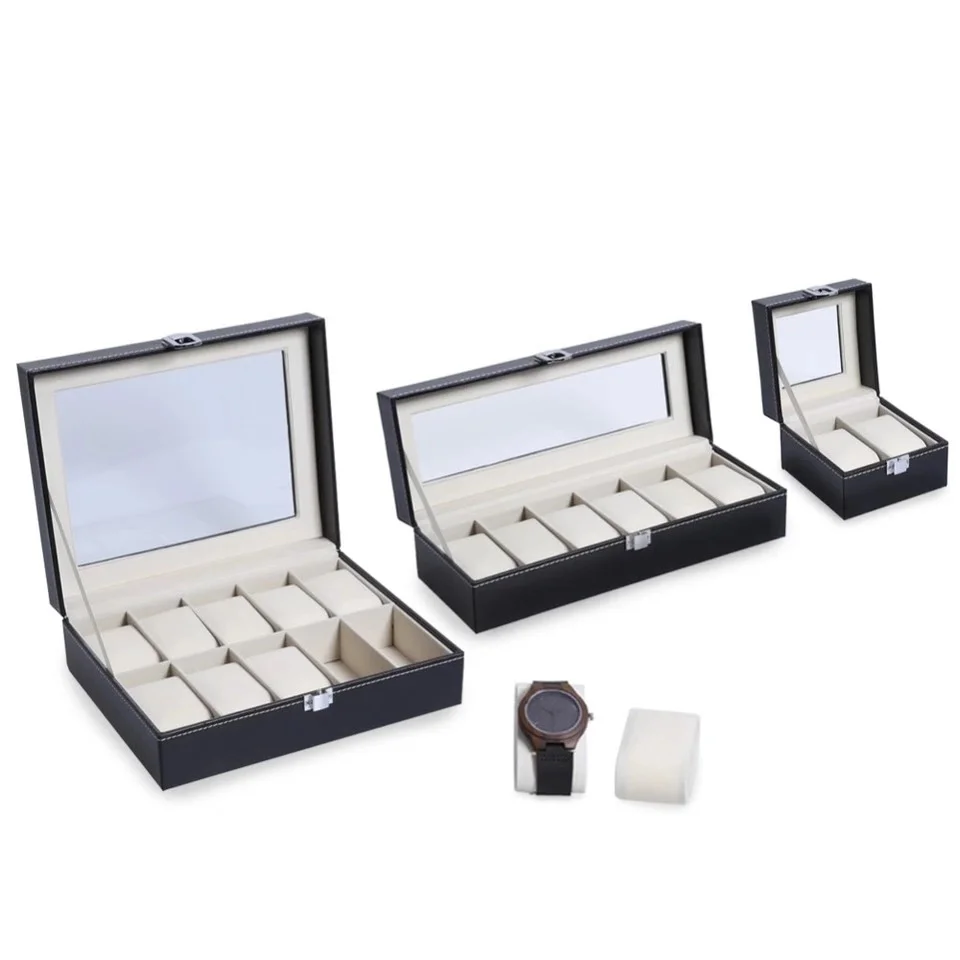

2/6/10 Grids PU Leather Watch Box Case Professional Holder Organizer for Clock Watches Jewelry Boxes Display for Dropshipping