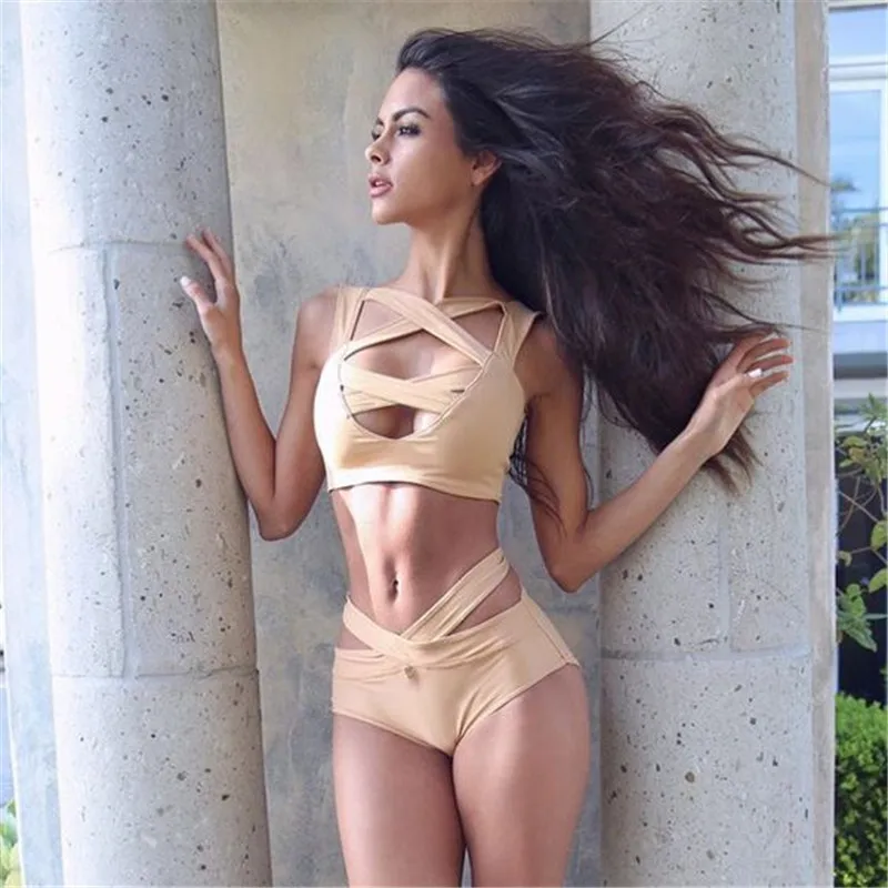 

Sexy hollow out sleeveless amygreen bodysuit Women tank tops backless feminina polyester jumpsuit rompers Beach Sport Playsuit
