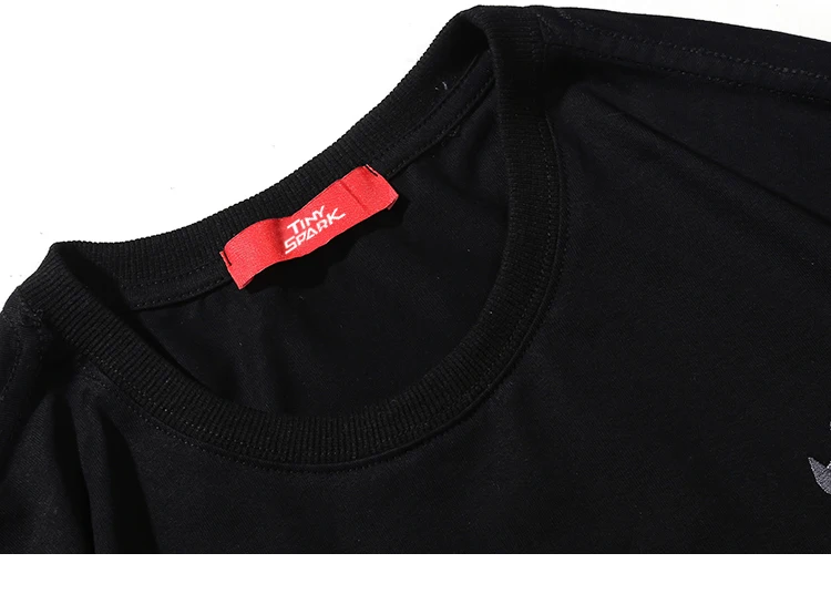 Футболка мужская хип-хоп Harajuku вышивка Кран футболка уличная японский стиль мода Kanji футболка, повседневные топы футболки черный