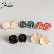 Ювелирные изделия Joolim, 5 цветов, Quartze Druzy, серьги-гвоздики, модные ювелирные изделия