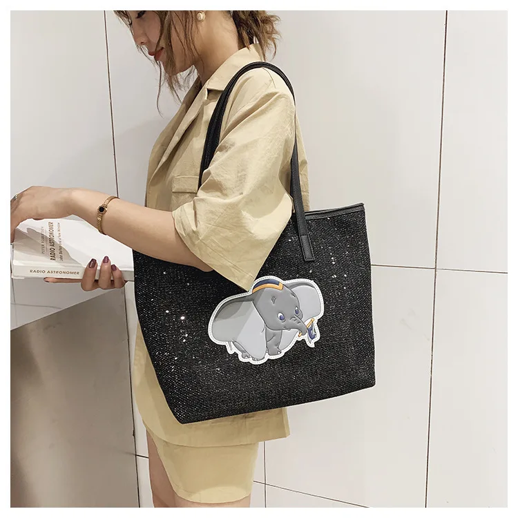 Disney Dumbo tote bag High capacity handbag lady casual bag shoulder bag gift shopping bag storage