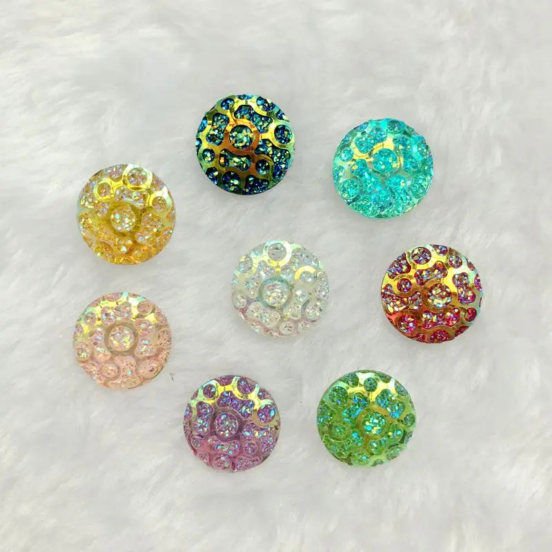 

60pcs 12mm Round Flatback Resin Rhinestones No Hole DIY Wedding Dress Button Accessory A28*3