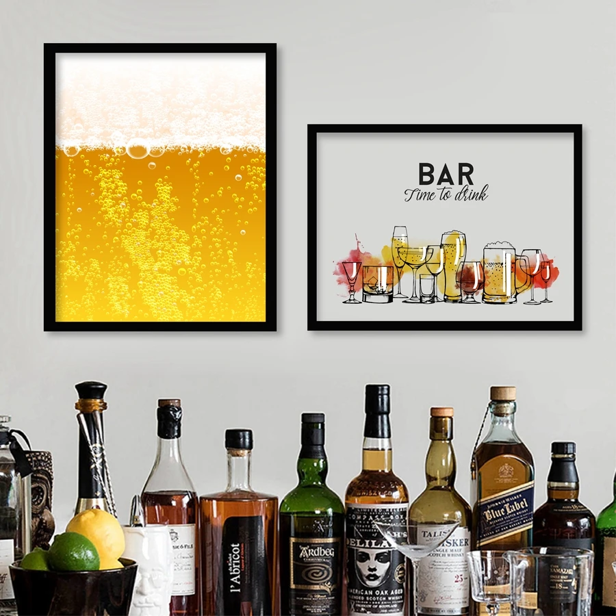 Картина на холсте с надписью Time To Drink изображением пива настенные картины