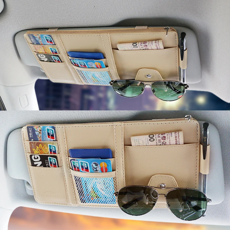 Brown 4350407132 FMS Car Sun Visor Organizer Holder Multi-function Glasses Clip Genuine Leather Holder Universal Car Auto Card Clip Storage Pouch Bag Brown 4350407132 FMS Car Sun Visor Organizer Holder Multi-function Glasses Clip Genuine Leather Holder Universal Car Auto Card Clip Storage Pouch Bag