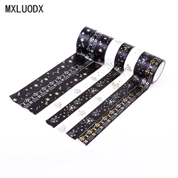 

Gold Washi Tape Set Balck Masking Paper Tapes Glitter Sticky Scrapbooking DIY Office Stationery Adhesive Scrapbooking Tape 1PCS