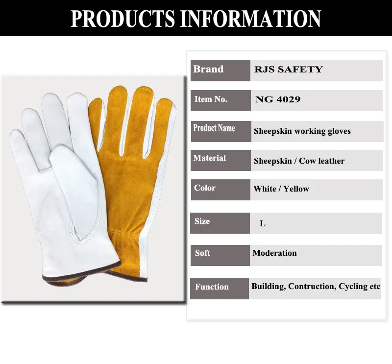 Рабочие перчатки из овечьей кожи Для мужчин перчатки сварки защитные водитель сад Спорт мото износостойкой перчатки 4029