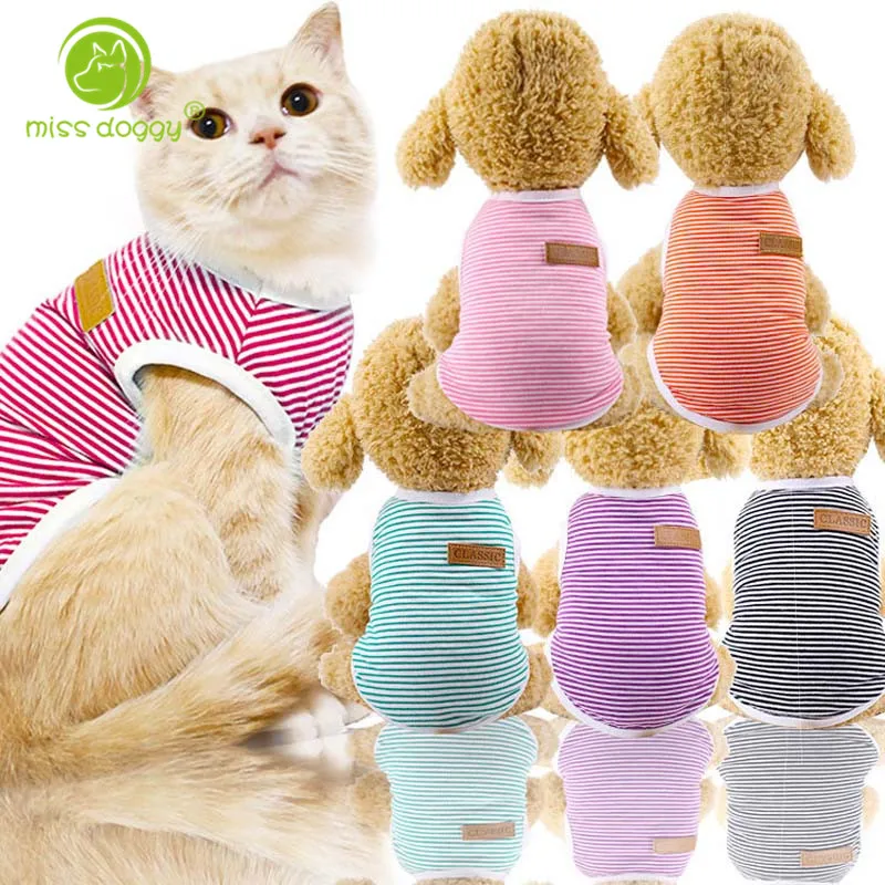 

XS-XXL Pet Dog Vest Stripe Sweater Shirt Spring and Summer Dog Shirt Pet Clothes For Dogs Cats Puppy Dog Clothes Wholesale 10E