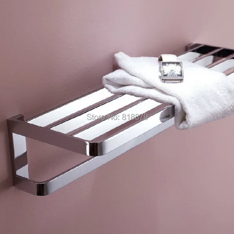 Brass chrome towel racks double layer towel shelves bathroom hardware