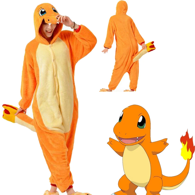 Пижама Кигуруми для взрослых Pokemon Go Charmander унисекс пижама из шерсти и флиса с