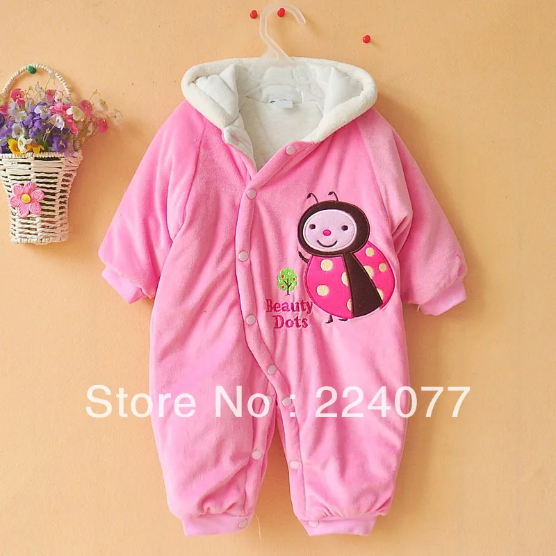 Newborn winter one piece cotton padded jacket baby velvet thickening