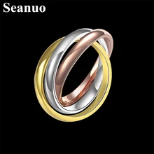Seanuo, 3 кольца/набор, никогда не выцветает, нержавеющая сталь, кольцо на палец для мужчин и женщин, ювелирные изделия, модные, тройной купол, Скалка, стек, вечерние кольца