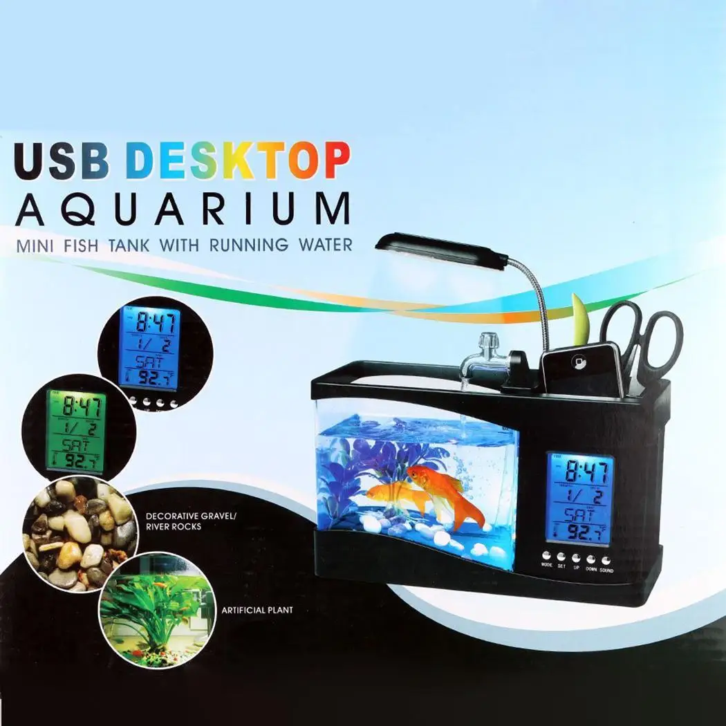 USB мини аквариум аквариумная черепаха белый, черный Аквариум Экология 1,2 кг Золотая рыбка танк