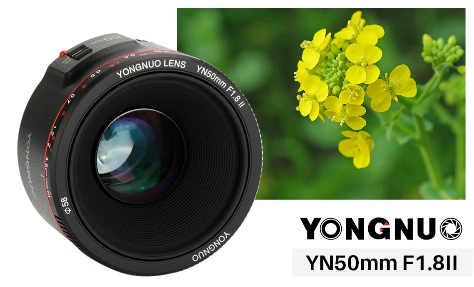 YONGNUO YN50mm F1.8 II фиксированный объектив AF/MF 50 мм II объектив с большой апертурой металлическое Крепление Фокусировочный объектив для Canon 800D 1200D 1300D 77D DSLR