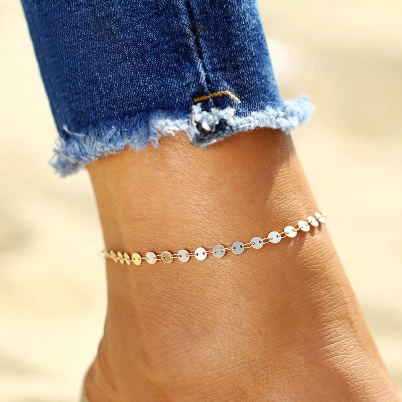 

Boho Gold Color Coin Anklets For Women Vintage Beach Ankle Sequins Bracelet Sandals Brides Shoes Barefoot Gifts Ankle Bracelet